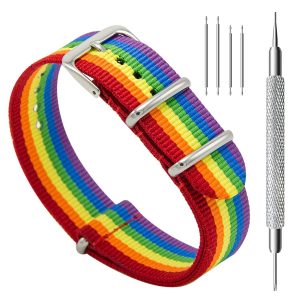 CIVO-Nylon-Uhrenarmband-Regenbogenfarben-Nato-Armband-20-mm-in-5-Farben