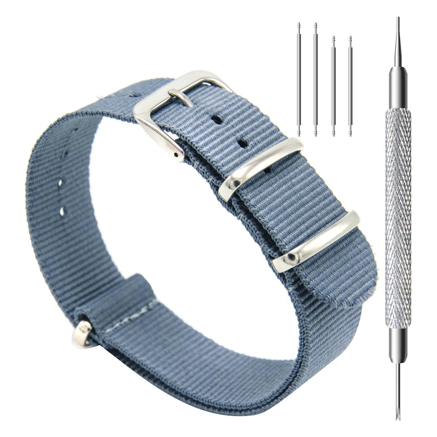 CIVO-Nylon-Uhrenarmband-in-Hellblau-Nato-Armband-20-mm,-reissfest-und-schnelltrocknend
