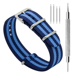 CIVO-Nylon-Uhrenarmband-mit-blauen-Streifen-Nato-Armband-20-mm-Nylon-Textilgewebe