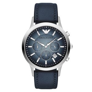 Emporio-Armani-AR2473-Chronograph-mit-blauem-Ziffernblatt-und-blauem-Lederarmband