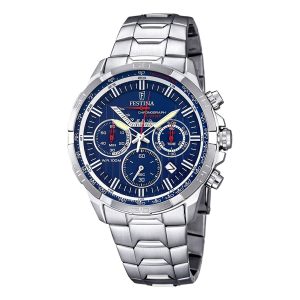 Festina-Herren-Armbanduhr-F6836-3-in-Silber-Blau-mit-Edelstahlarmband-und-retrograder-Anzeige