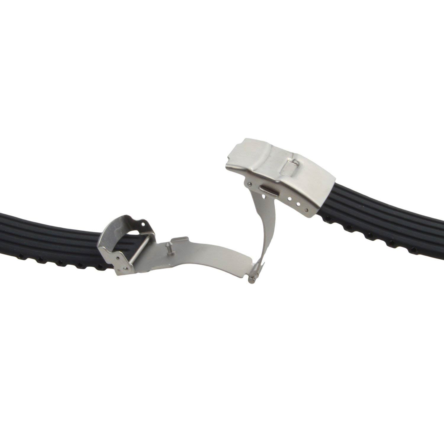 SOUWILA Unisex Kautschuk Armband mit Edelstahl Schwarz Faltschließe 22mm braun-schwarz 
