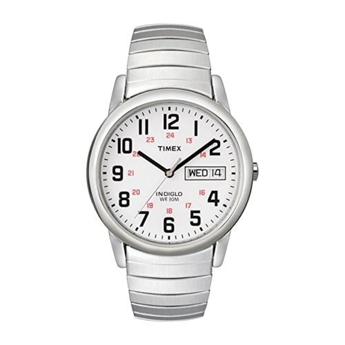 Timex-Easy-Reader-T20461-Herrenuhr-aus-Edelstahl-in-Silber-Weiss-mit-Gliederarmband