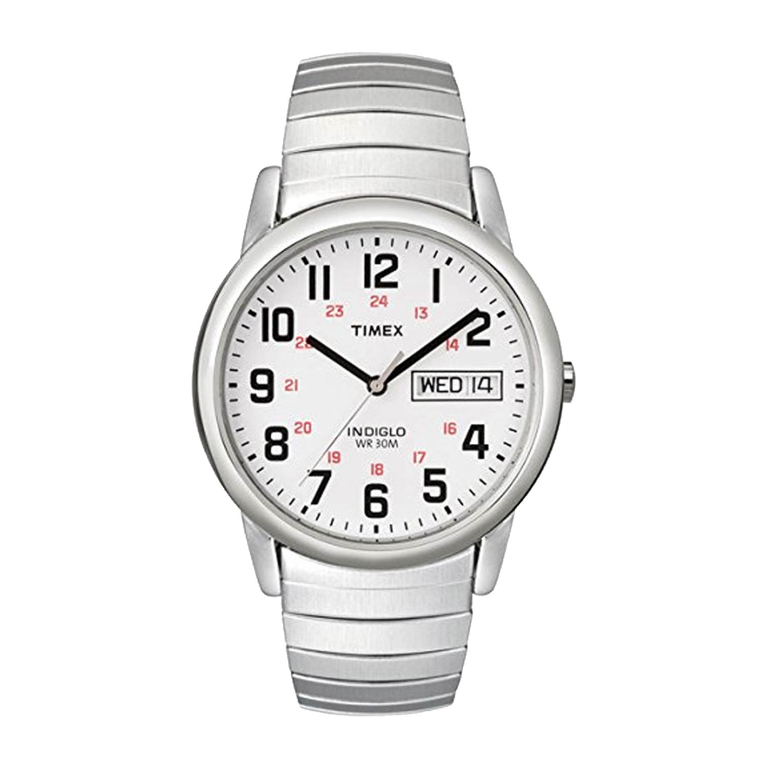 Timex-Easy-Reader-T20461-Herrenuhr-aus-Edelstahl-in-Silber-Weiss-mit-Gliederarmband