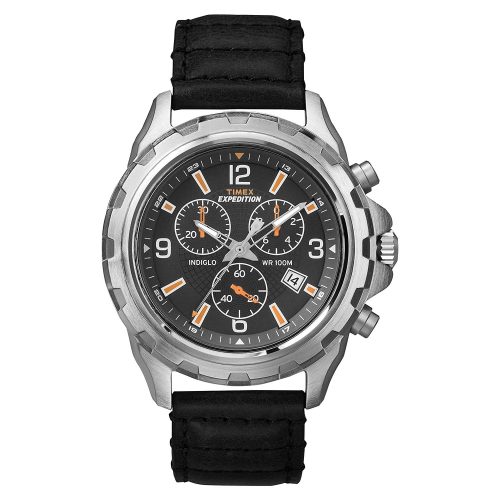 Timex-Expedition-T49985-Rugged-Chronograph-sportliche-Herrenuhr-Silber-Schwarz